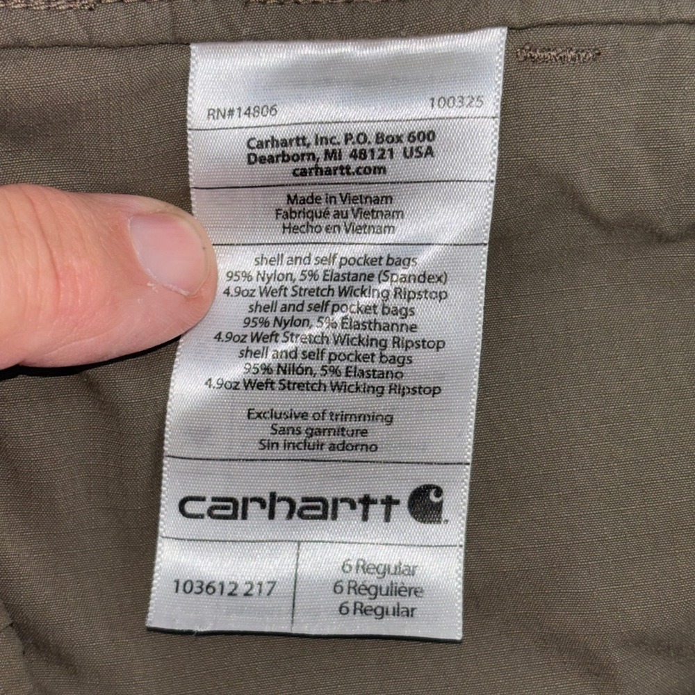Carhartt Force Women 6 Regular Cargo Pants Green Straight Fit Ripstop 103612 - Picture 3 of 9